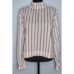 Zara Women’s Long Sleeve Striped Blouse W/ Ruffles